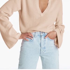 525 v neck cropped sweater with bell sleeves NWT
